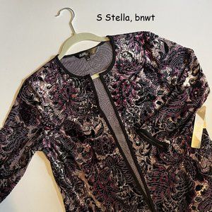 Small Lularoe Stella Elegant bolero jacket, purple velvet floral